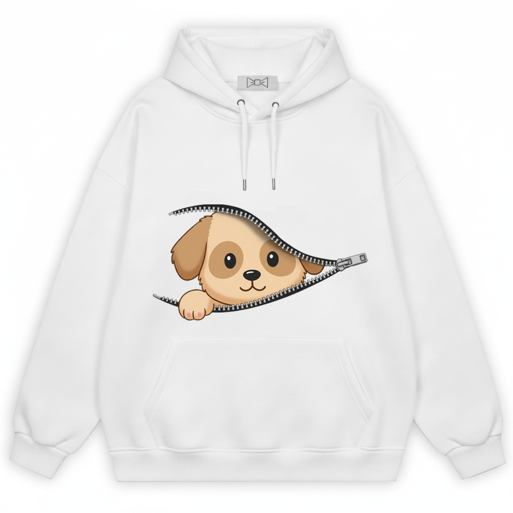 Cute Puppy Peeking Zipper Graphic H1089