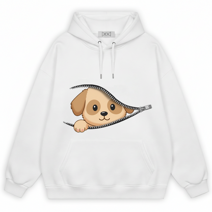 Cute Puppy Peeking Zipper Graphic H1089