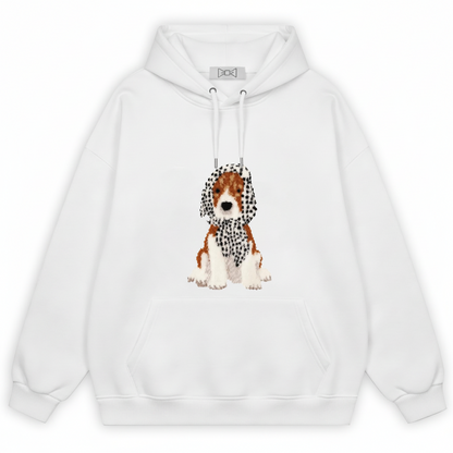 Pixel Art Spaniel Houndstooth Scarf Hoodie H1075