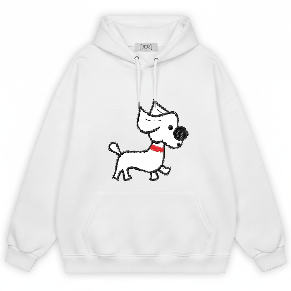 Westie Red Collar Walking Embroidery Hoodie H1063