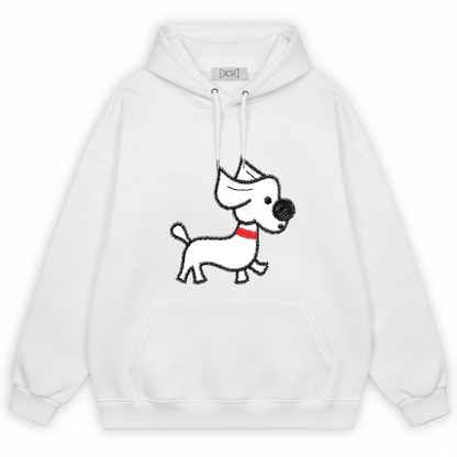 Westie Red Collar Walking Embroidery Hoodie H1063