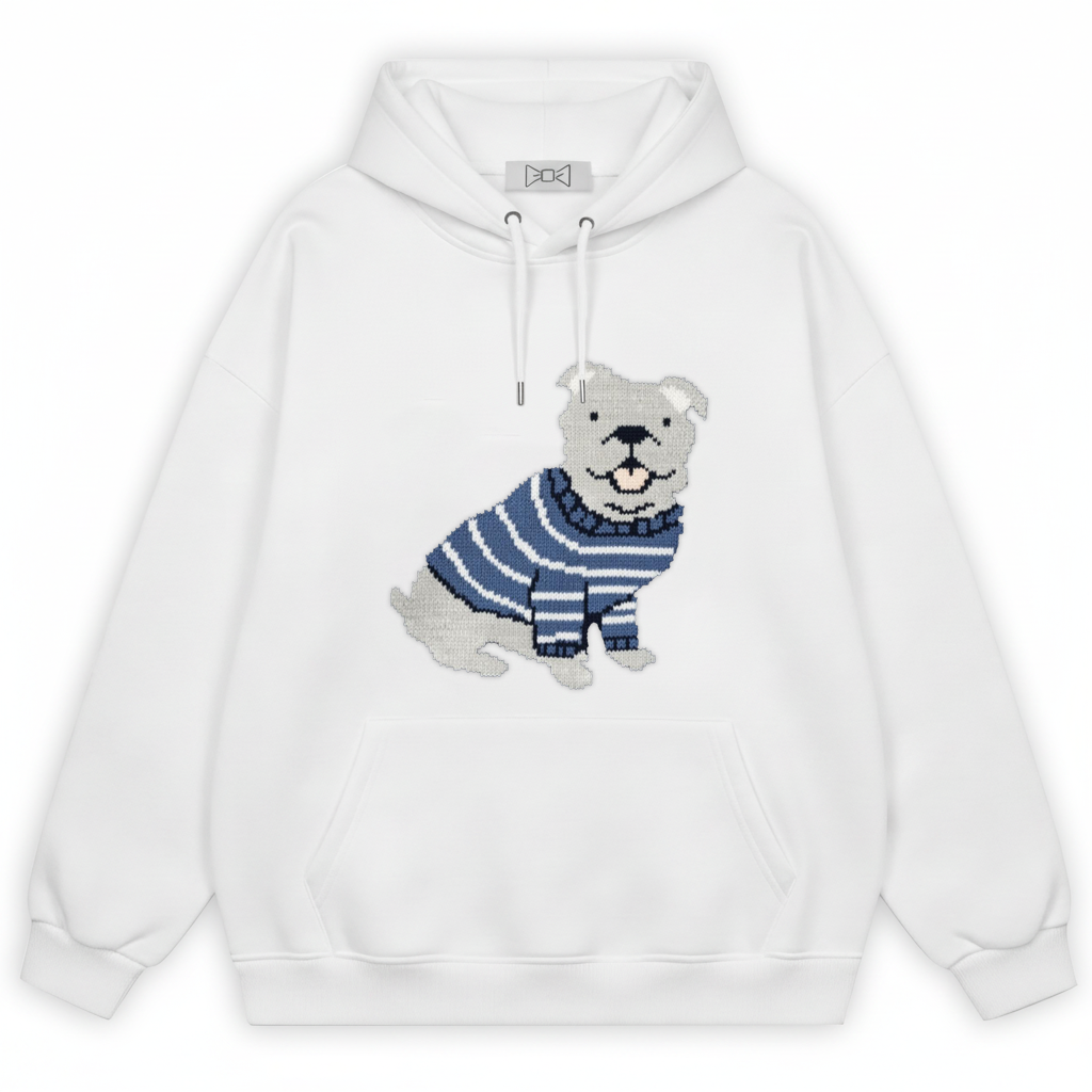 Puppy Blue Striped Shirt Hoodie H1040