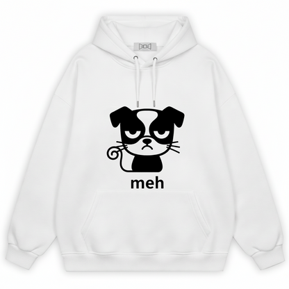 Meh Grumpy Dog Cat Whiskers Funny Hoodie H1079