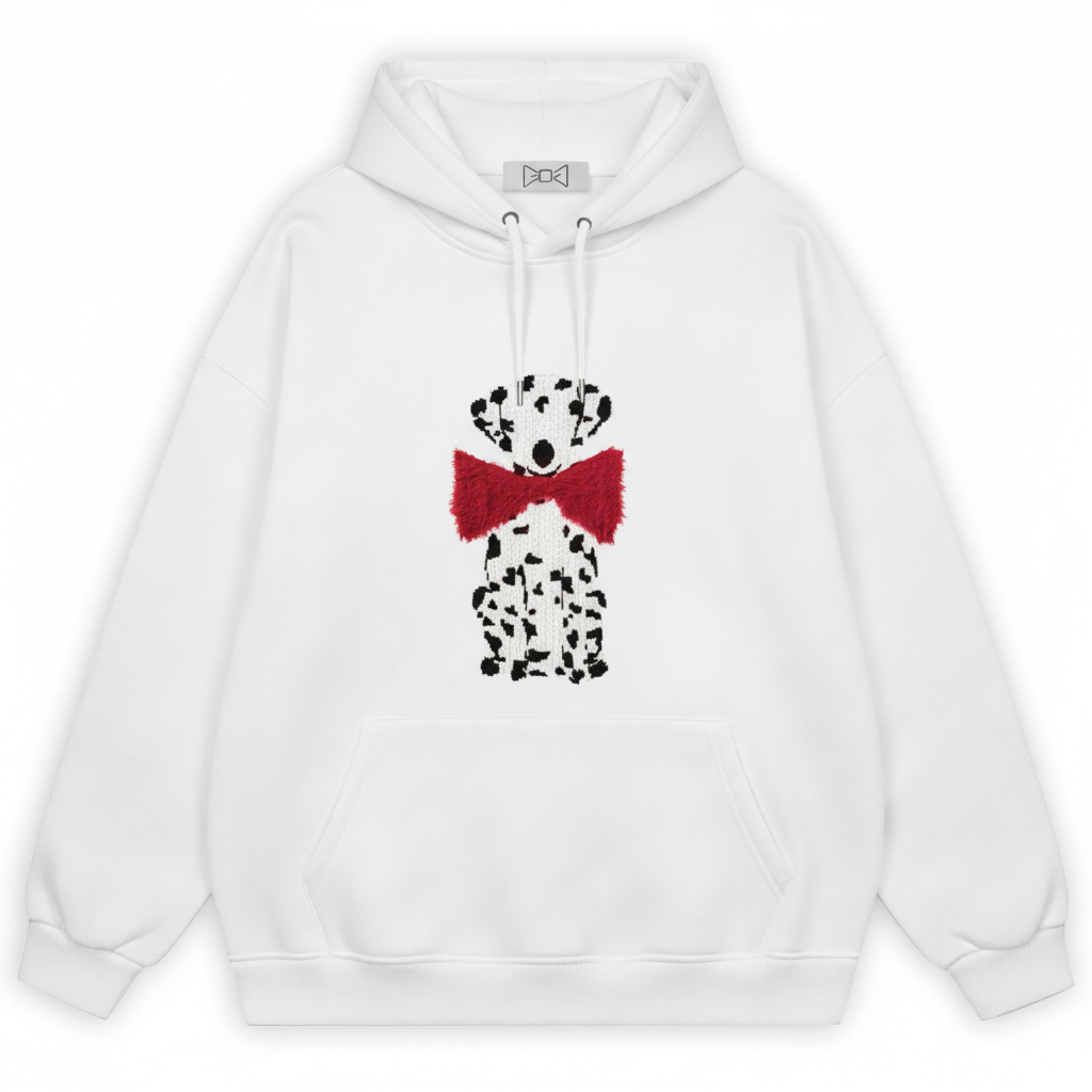 Dalmatian Red Bow Hoodie H1058