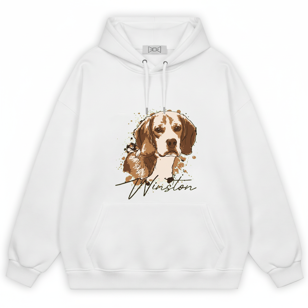Winston Beagle Watercolor Portrait Graphic Hoodie H1110