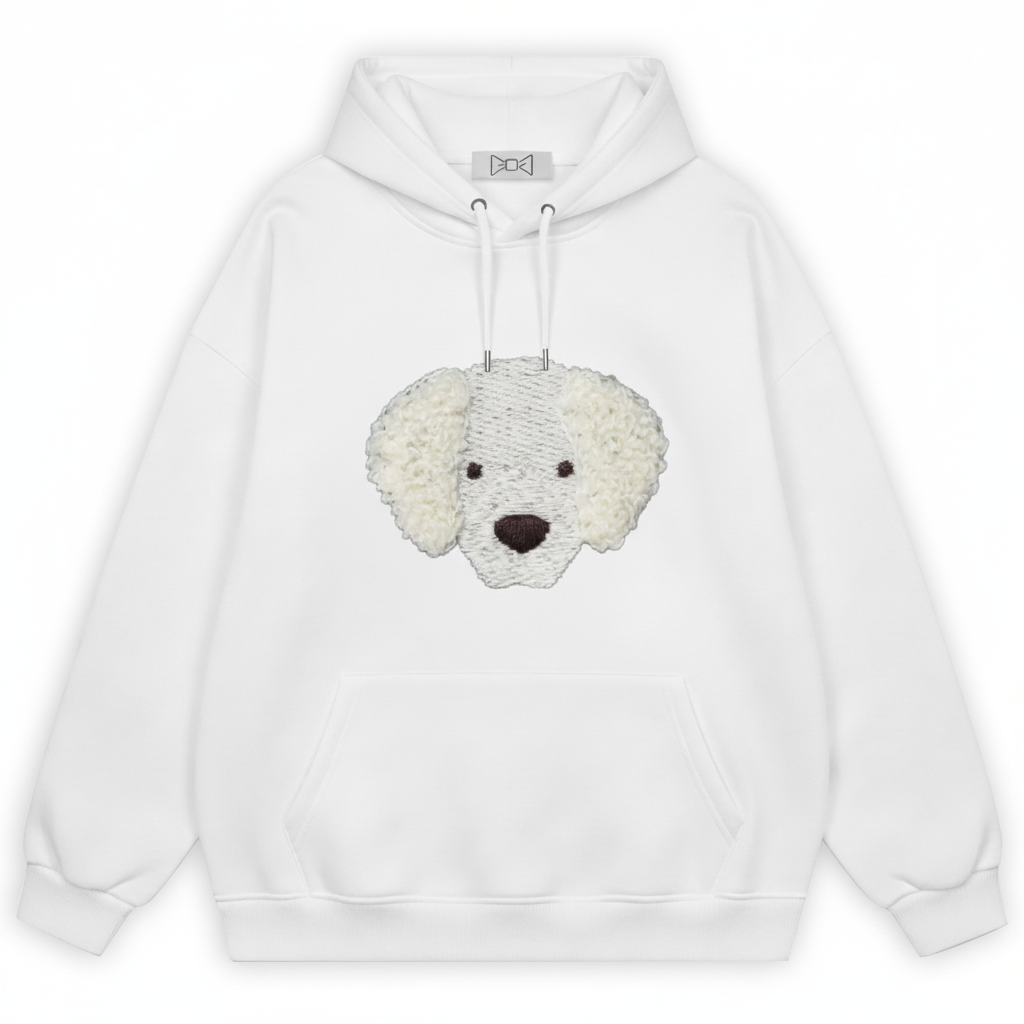 Fluffy White Dog Hoodie H1017