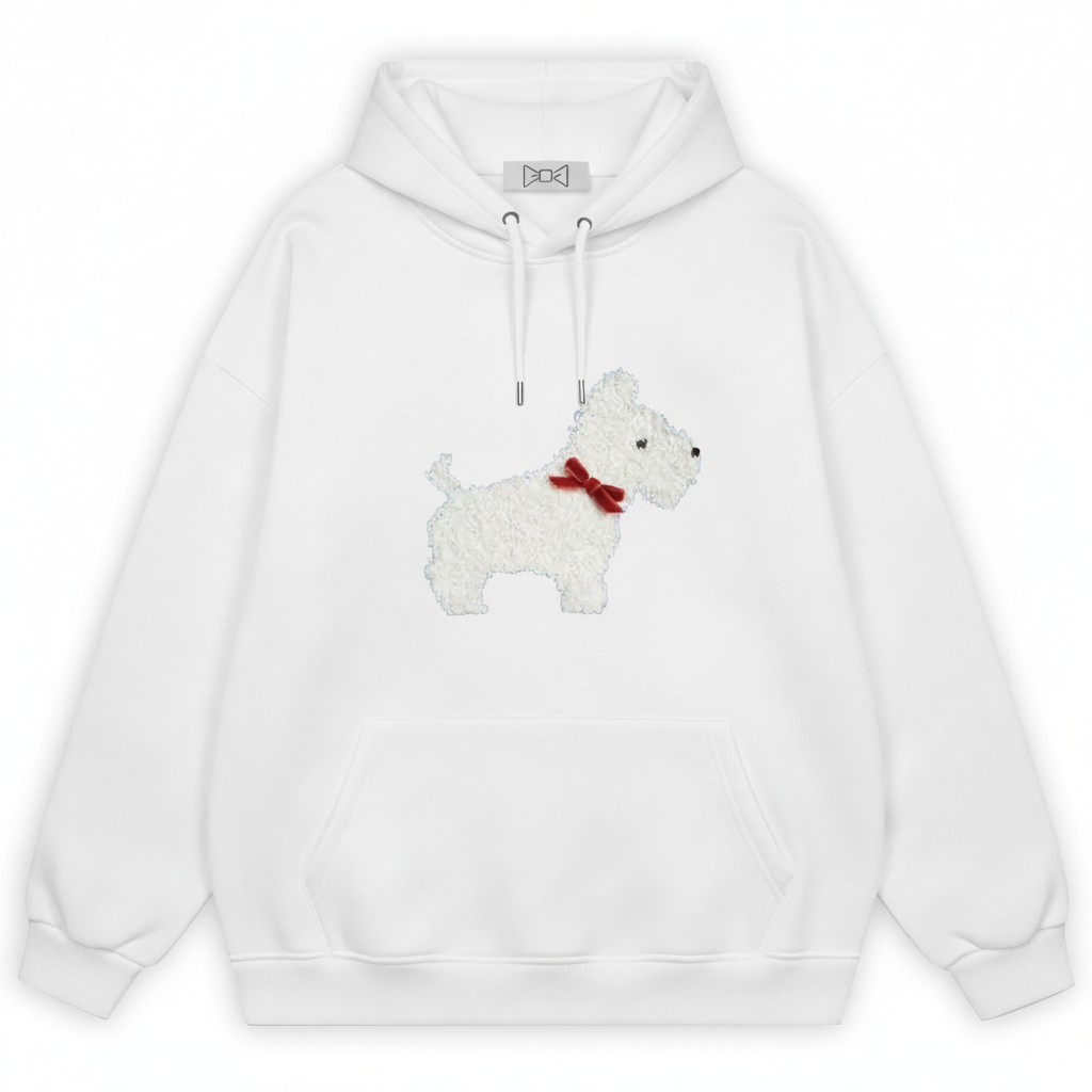 Westie Red Bow Collar Hoodie H1059