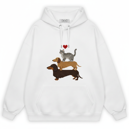 Pixel Art Cat Dachshund Stack Hoodie H1068