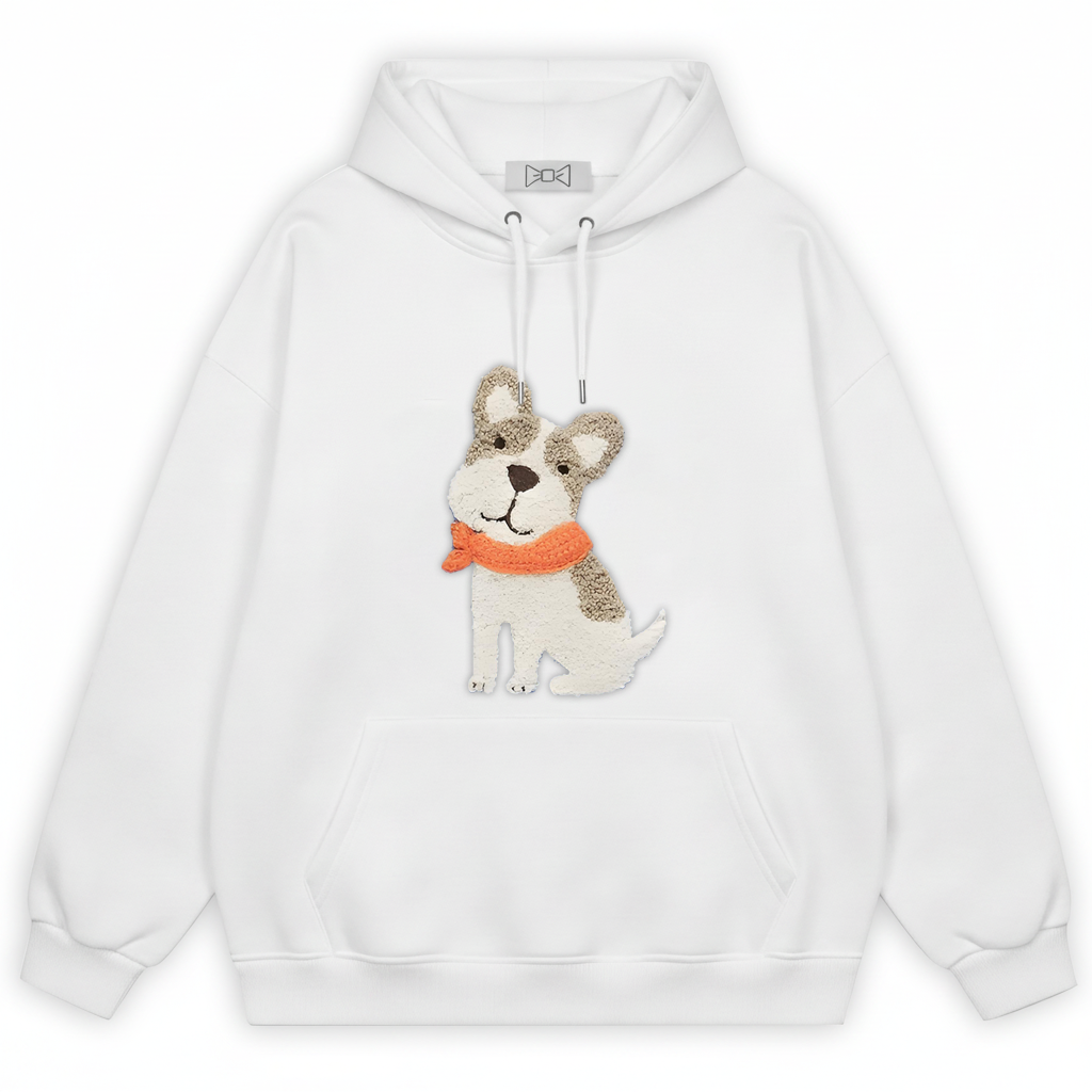 Frenchie Puppy Orange Scarf Hoodie H1053
