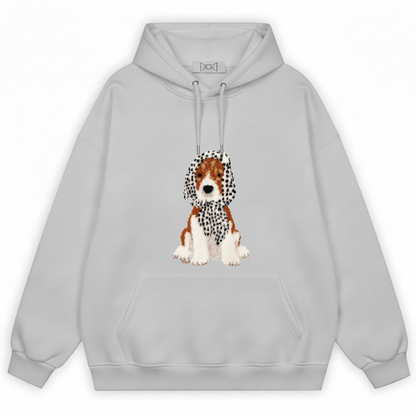 Pixel Art Spaniel Houndstooth Scarf Hoodie H1075
