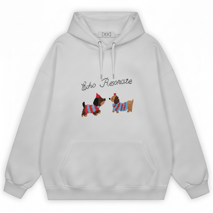Pixel Art Dog Duo Stripe Sweater Hoodie H1061