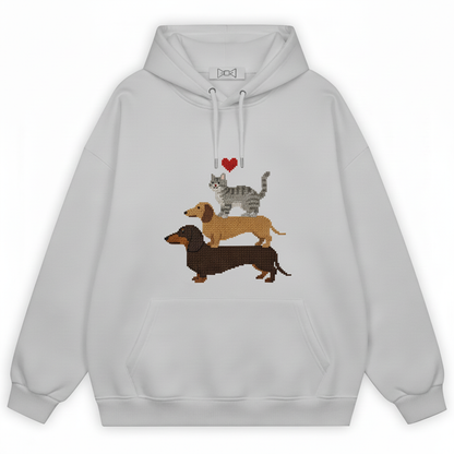 Pixel Art Cat Dachshund Stack Hoodie H1068