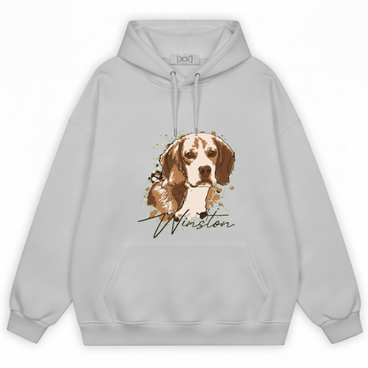Winston Beagle Watercolor Portrait Graphic Hoodie H1110