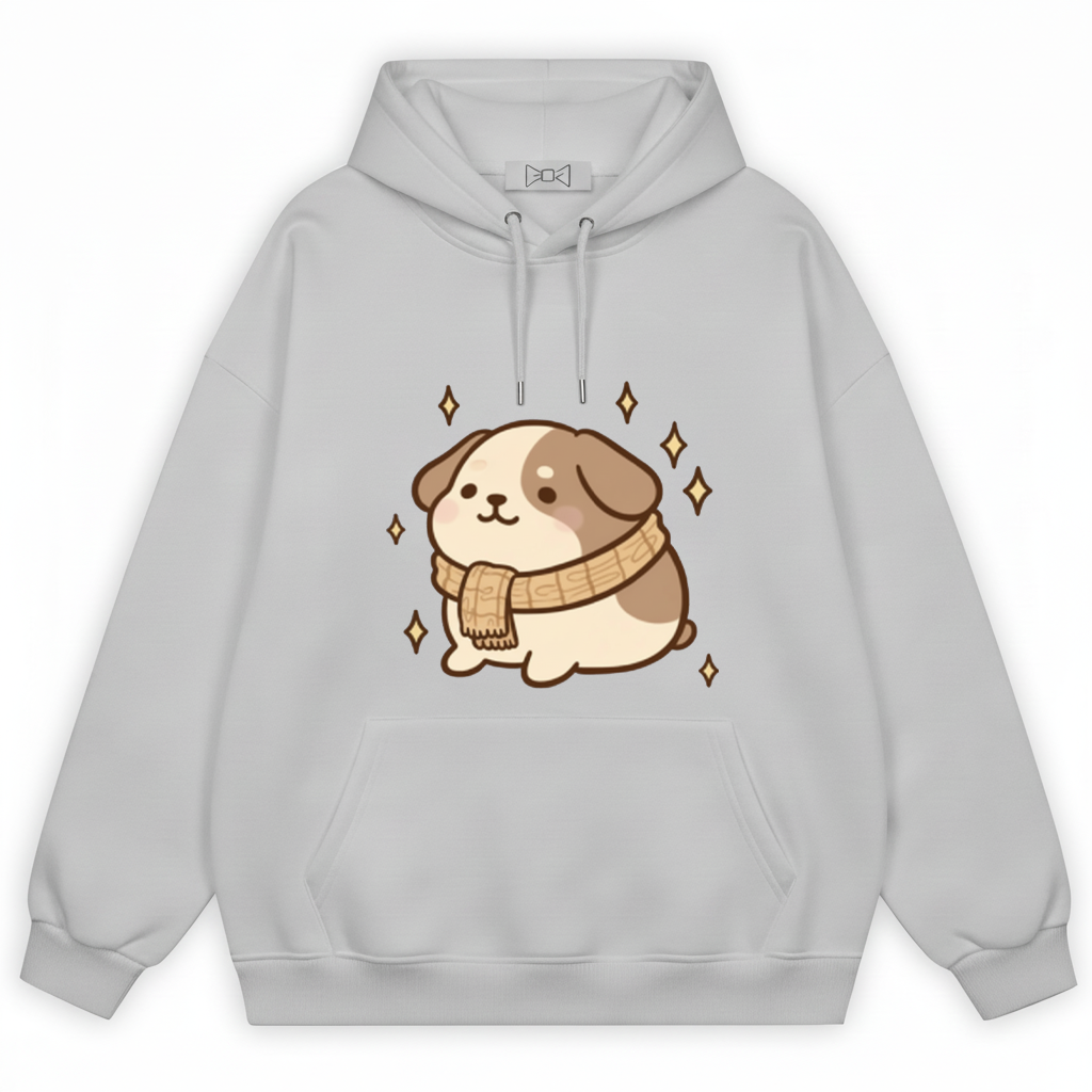 Cozy Scarf Puppy Sparkle Kawaii Hoodie H1093