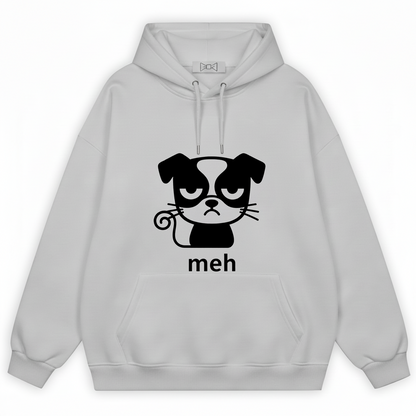 Meh Grumpy Dog Cat Whiskers Funny Hoodie H1079