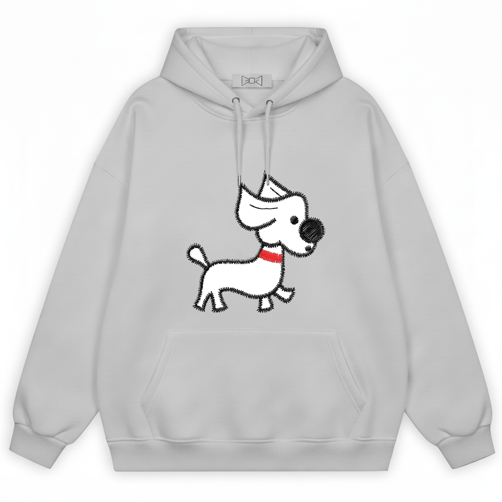 Westie Red Collar Walking Embroidery Hoodie H1063