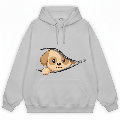 Cute Puppy Peeking Zipper Graphic H1089