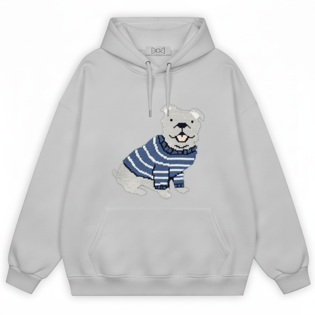 Puppy Blue Striped Shirt Hoodie H1040
