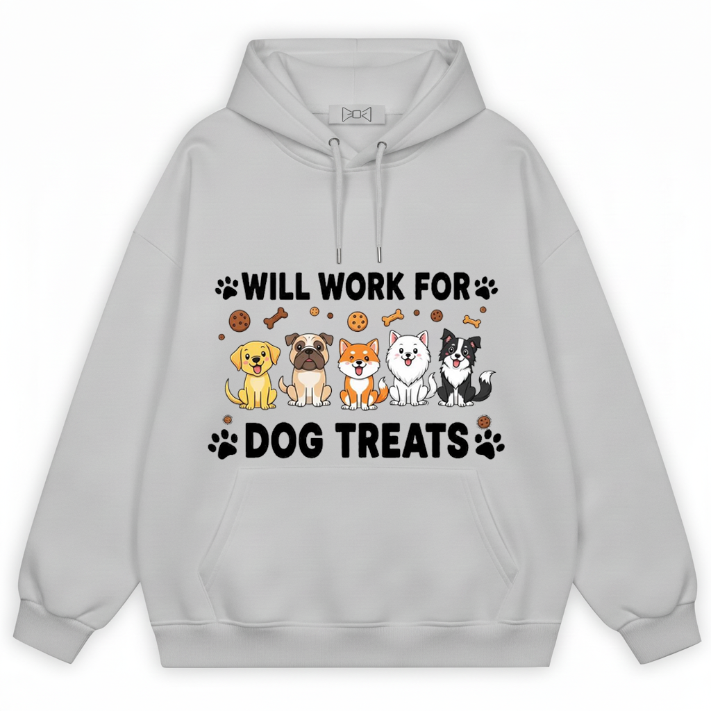 Will Work For Dog Treats Five Dogs Funny Hoodie H1082