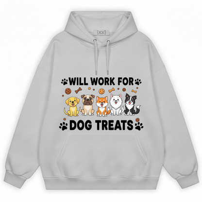 Will Work For Dog Treats Five Dogs Funny Hoodie H1082