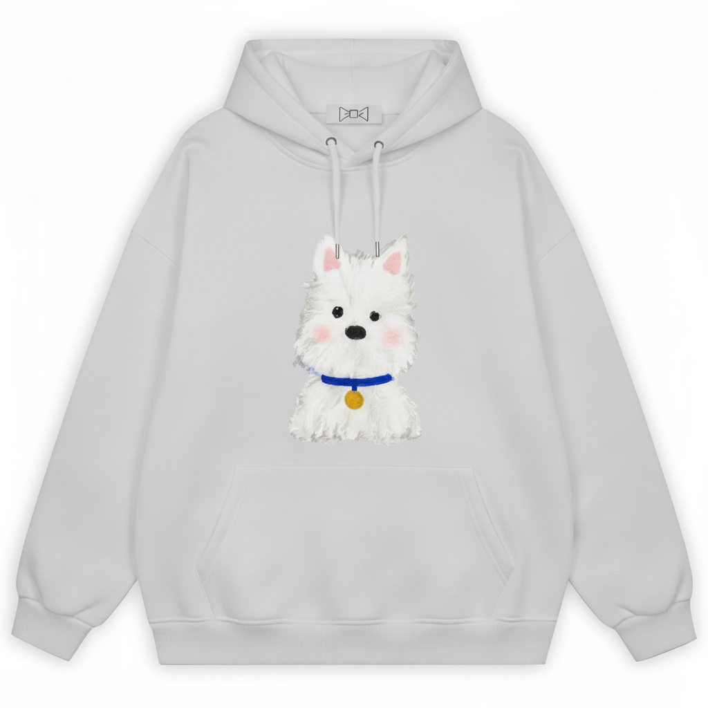 Blue Collar White Puppy Hoodie H1044