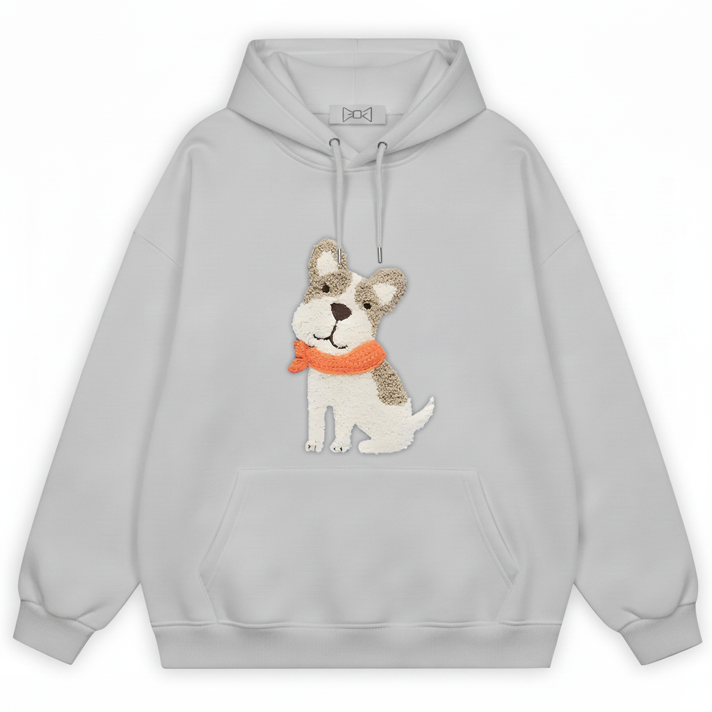 Frenchie Puppy Orange Scarf Hoodie H1053