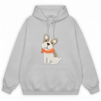 Frenchie Puppy Orange Scarf Hoodie H1053