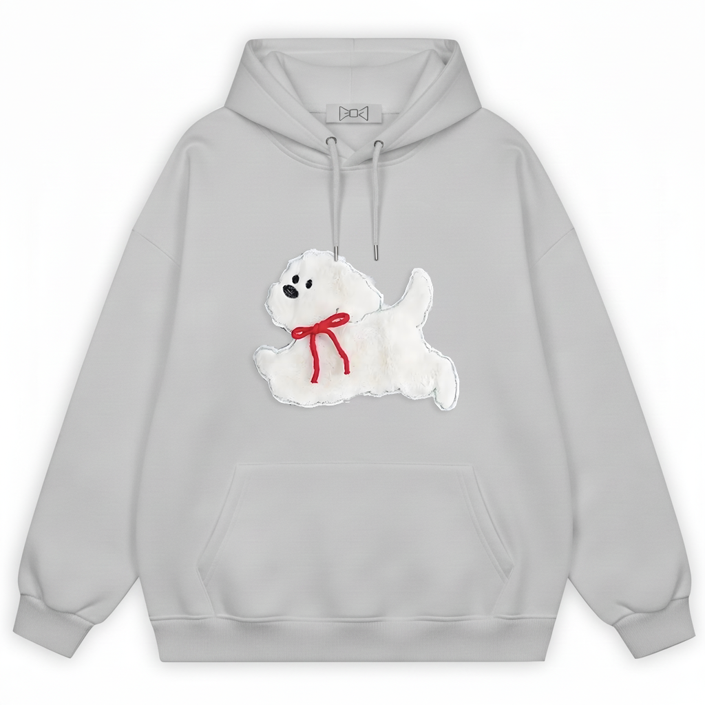 Playful White dog Hoodie H1024