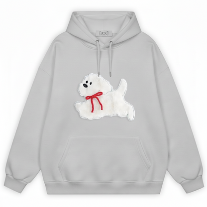 Playful White dog Hoodie H1024
