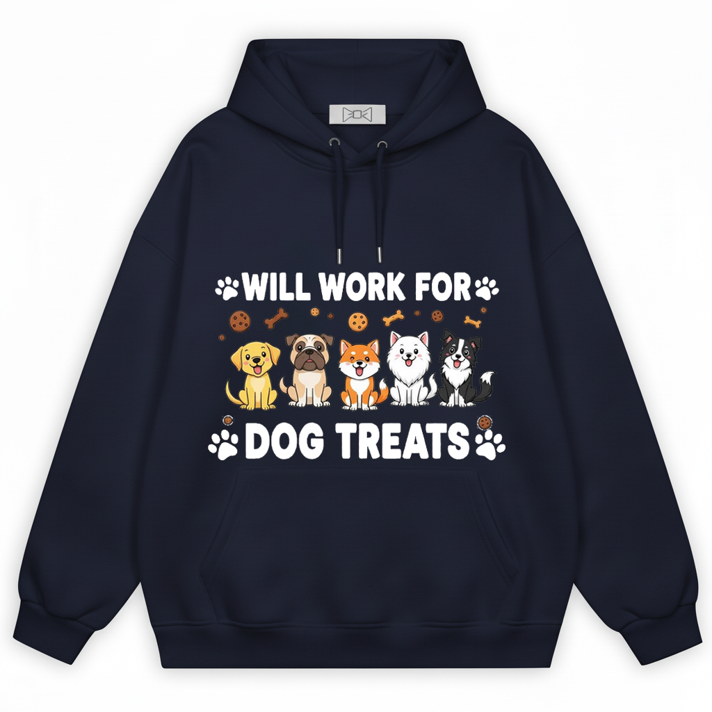 Will Work For Dog Treats Five Dogs Funny Hoodie H1082