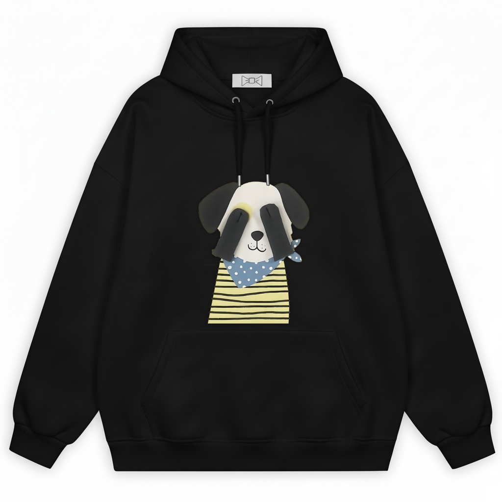 Blindfold Puppy Stripe Bandana Hoodie H1055