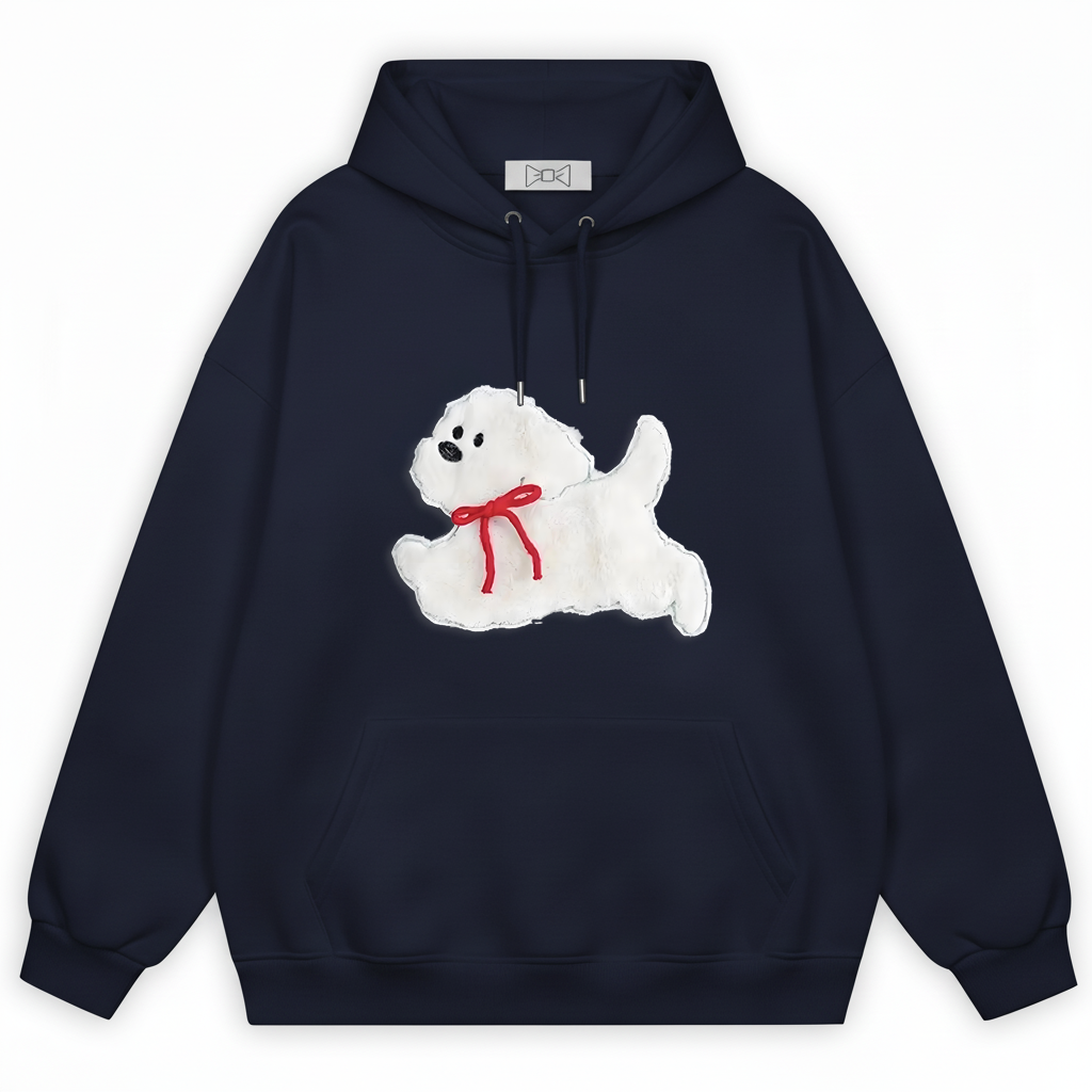 Playful White dog Hoodie H1024