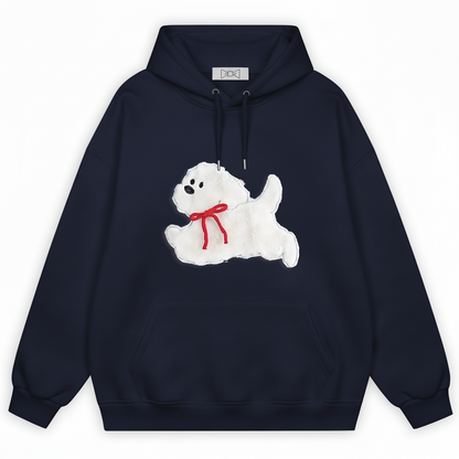 Playful White dog Hoodie H1024