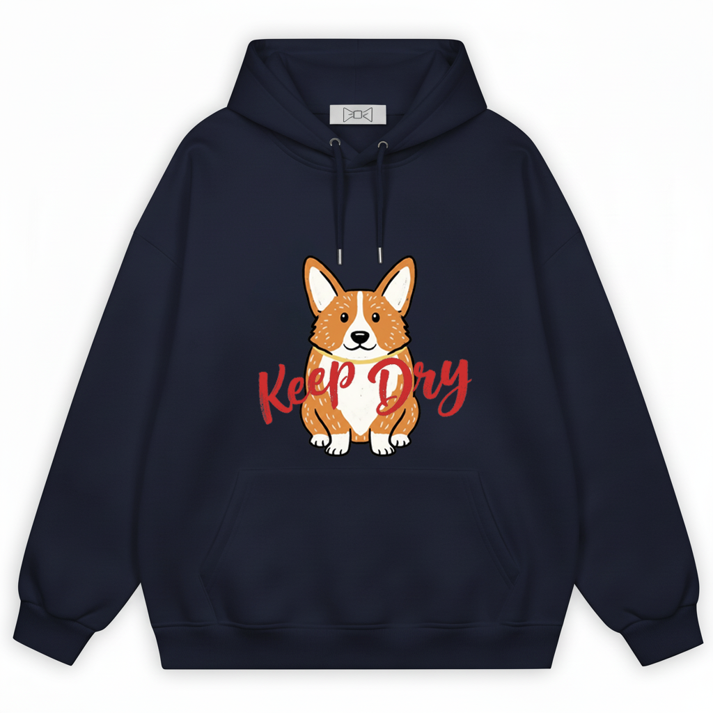 Keep Dry Cute Corgi Funny Graphic Hoodie H1114