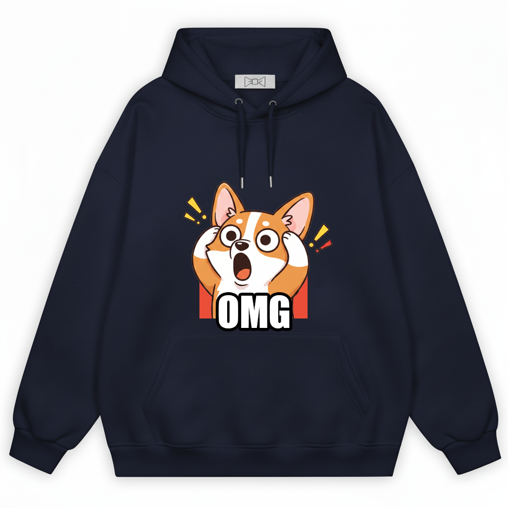 OMG Shocked Corgi Funny Graphic Hoodie H1104