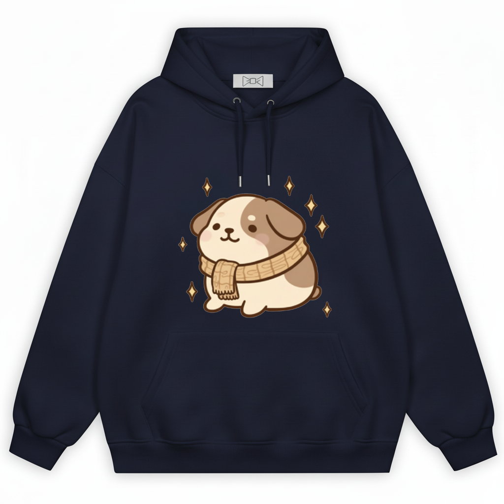 Cozy Scarf Puppy Sparkle Kawaii Hoodie H1093