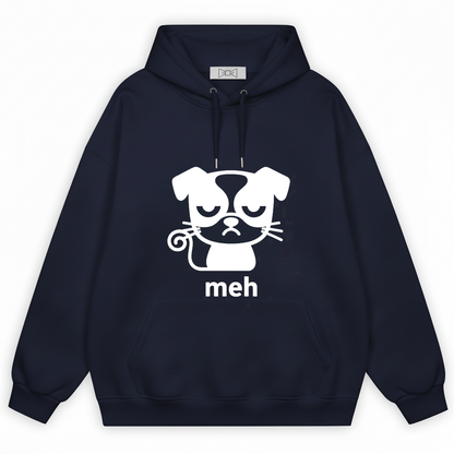 Meh Grumpy Dog Cat Whiskers Funny Hoodie H1079