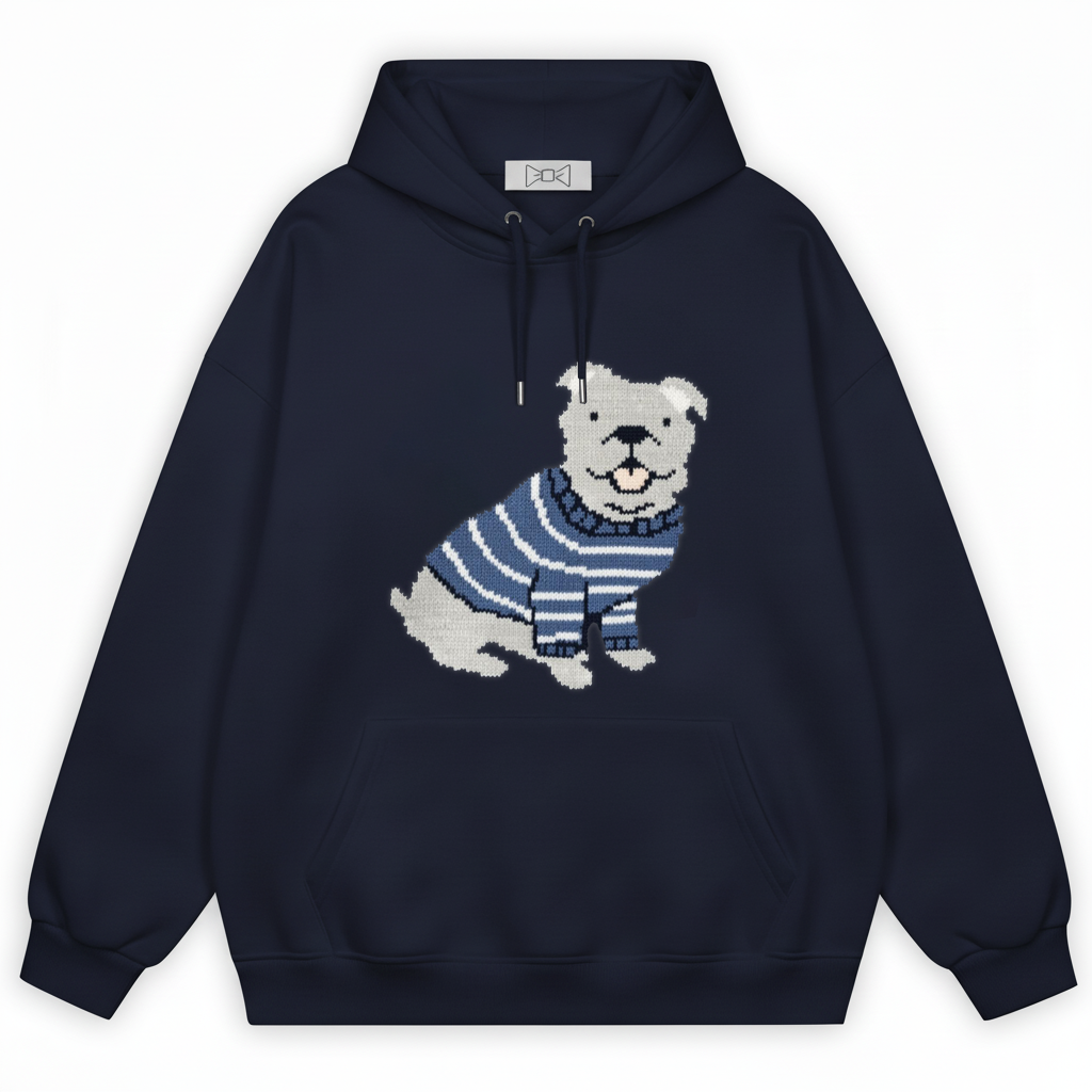 Puppy Blue Striped Shirt Hoodie H1040