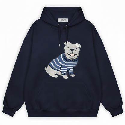 Puppy Blue Striped Shirt Hoodie H1040