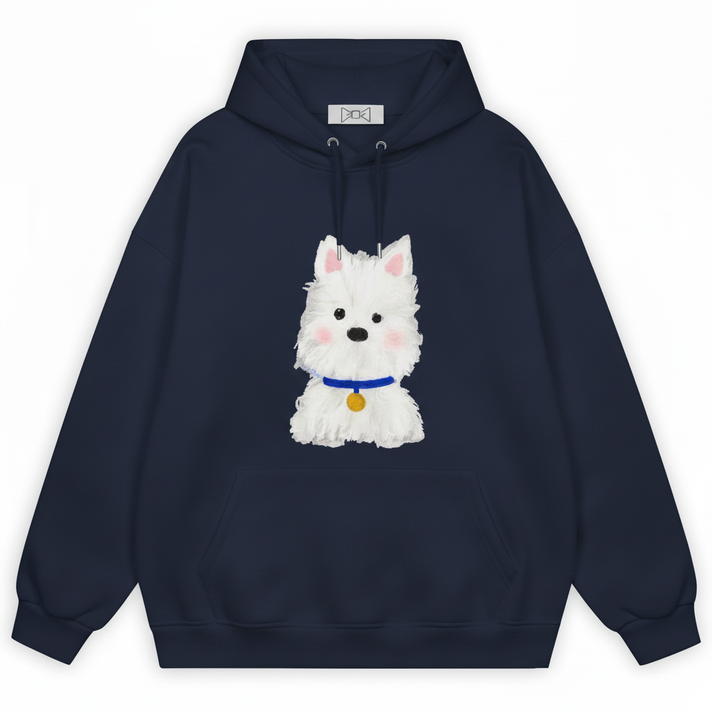 Blue Collar White Puppy Hoodie H1044