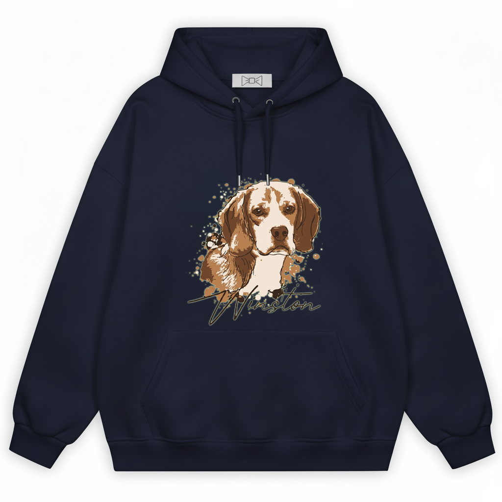 Winston Beagle Watercolor Portrait Graphic Hoodie H1110