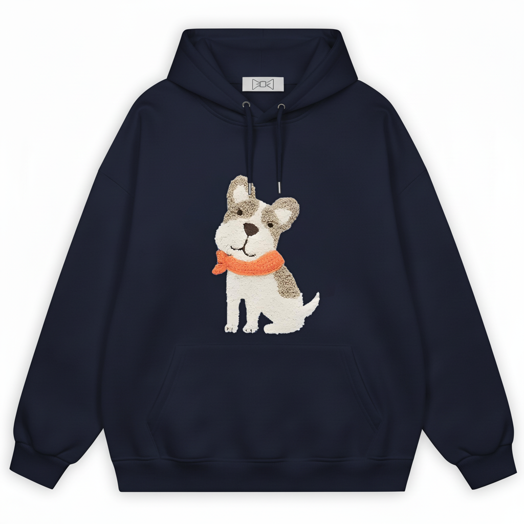 Frenchie Puppy Orange Scarf Hoodie H1053