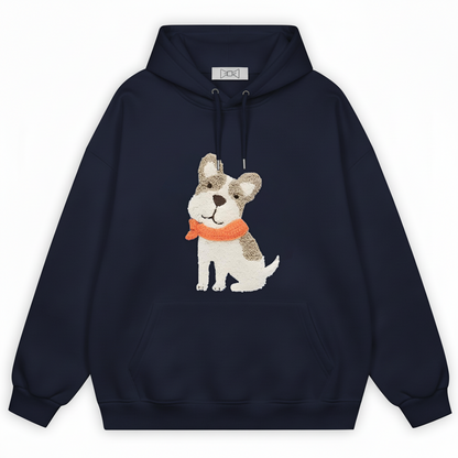 Frenchie Puppy Orange Scarf Hoodie H1053