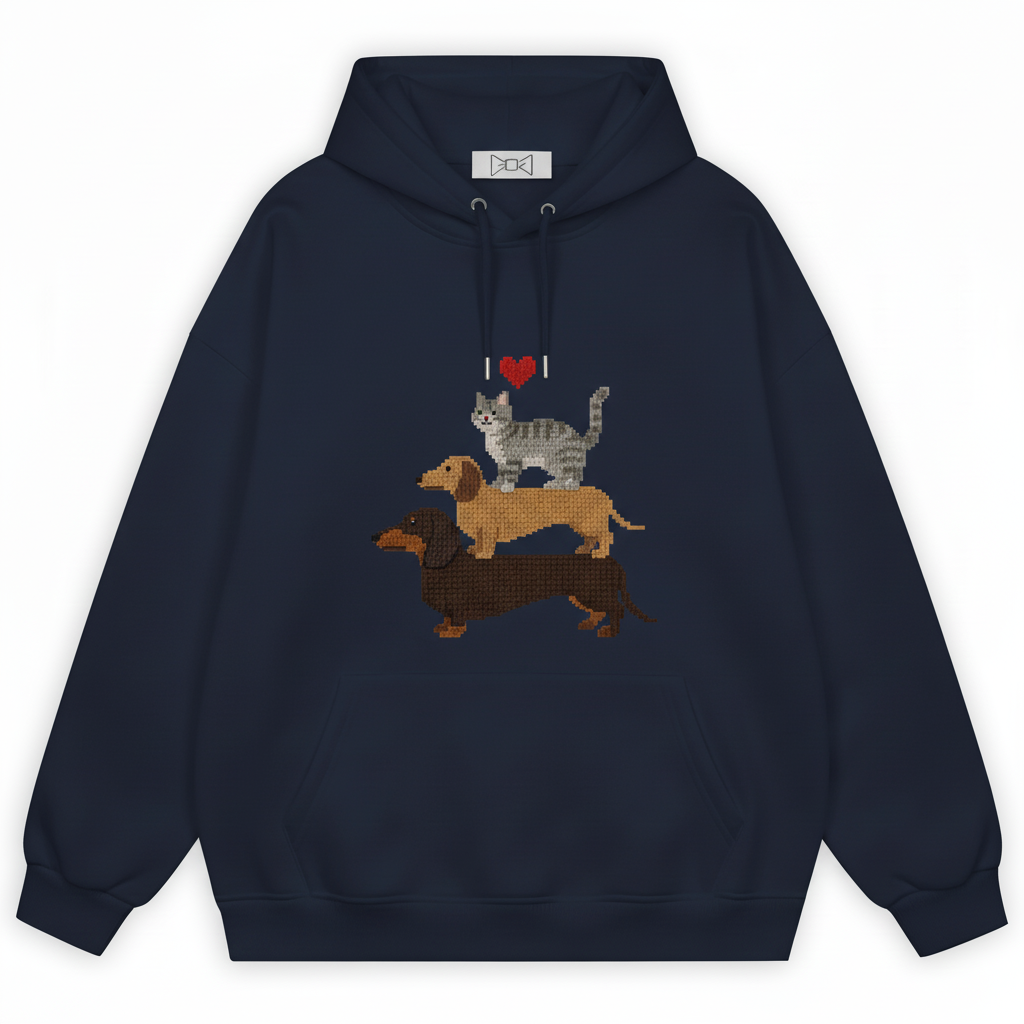Pixel Art Cat Dachshund Stack Hoodie H1068
