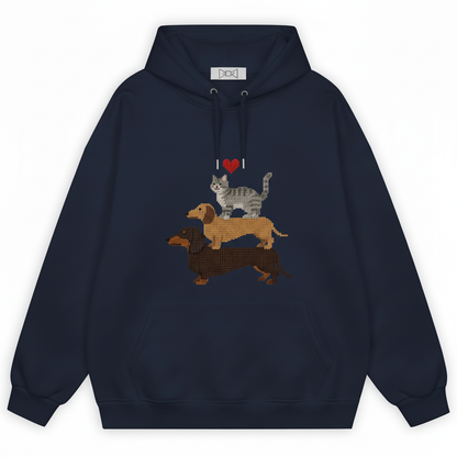 Pixel Art Cat Dachshund Stack Hoodie H1068