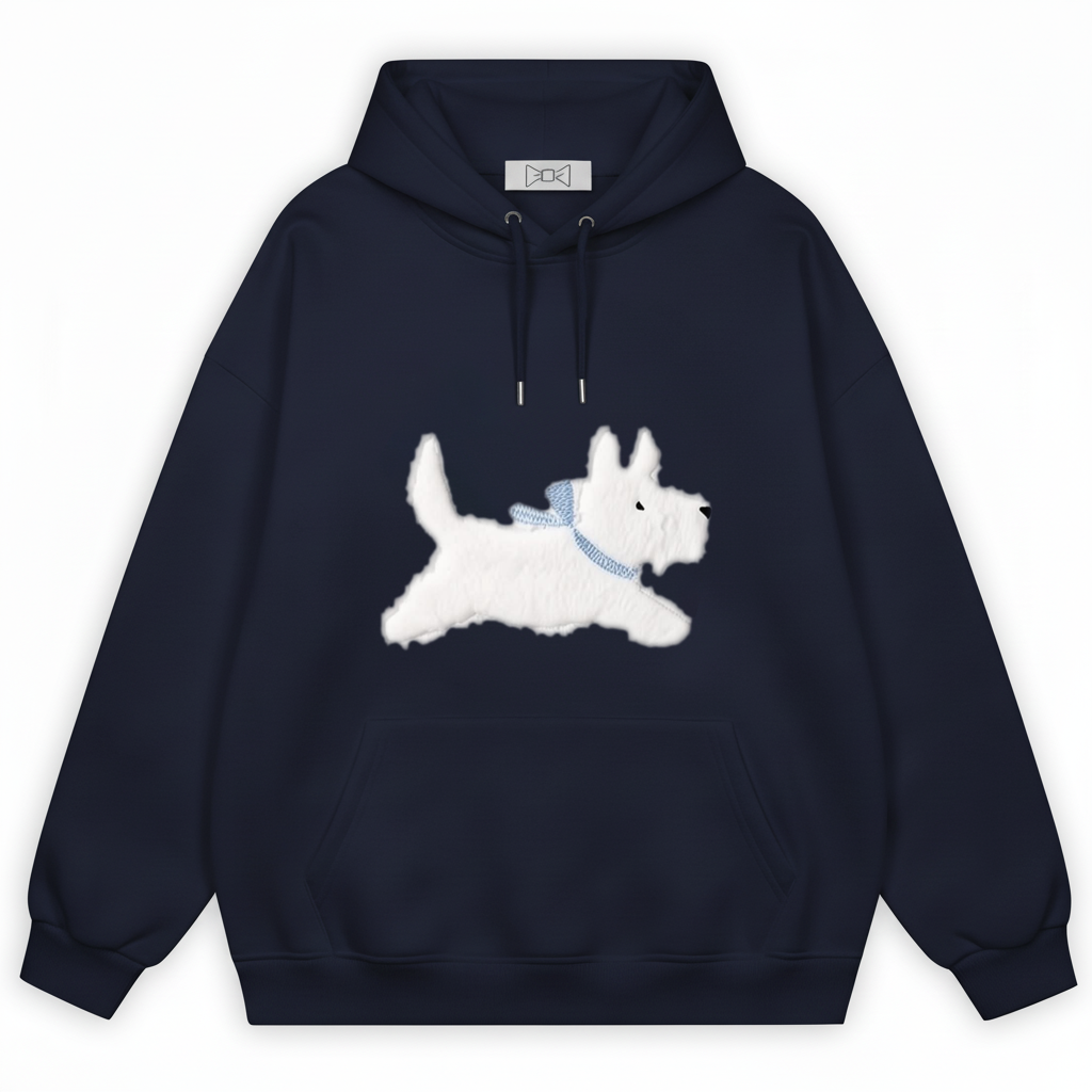 Stretching White Puppy Hoodie H1041