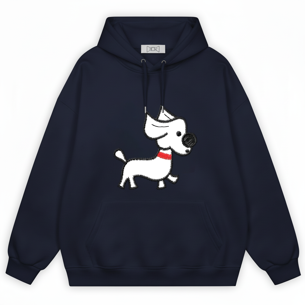 Westie Red Collar Walking Embroidery Hoodie H1063