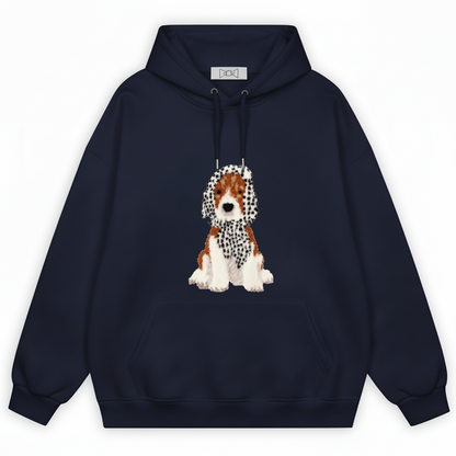 Pixel Art Spaniel Houndstooth Scarf Hoodie H1075
