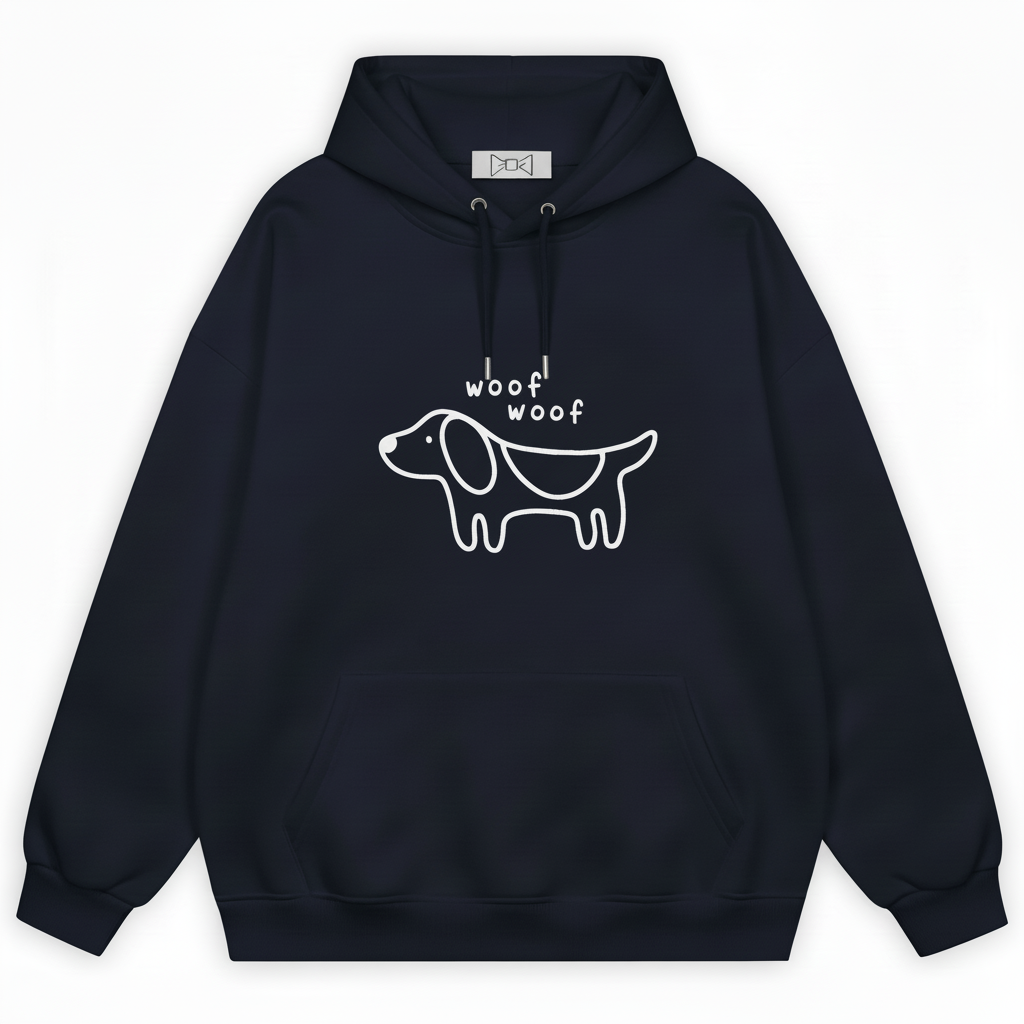 Woof Minimalist Dachshund Line Hoodie H1066