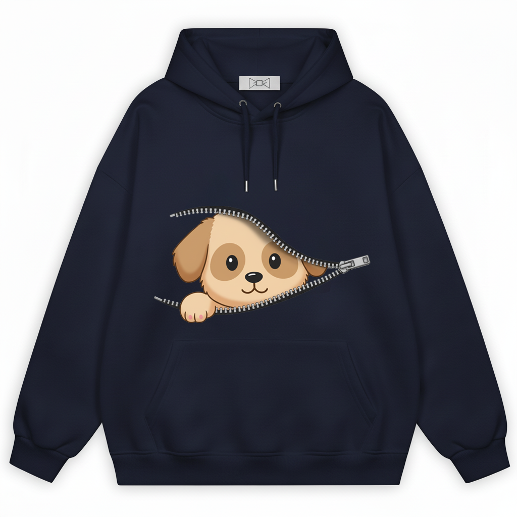 Cute Puppy Peeking Zipper Graphic H1089